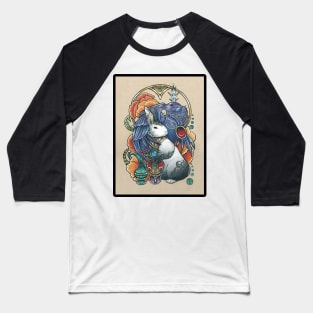 The Rabbit & Raven - Black Outlined Version Baseball T-Shirt